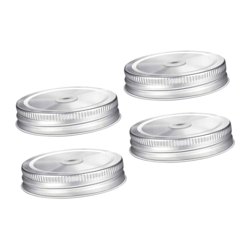 CRILSTYLEO 4 Piezas Frascos De Albañil Con Párpados Herméticos Tapas De La Boca Anchas Tapa De Frasco De Masón Decorativo Tapa De Frasco De Masón Con Agujero De Con Brasa De Tapa De