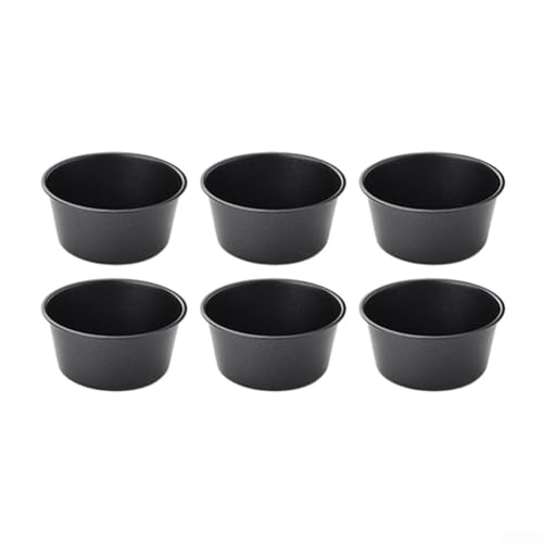 TDCuizent Taza de pudín con forma y tarta de huevo redonda de acero al carbono no para hornear magdalenas, cupcakes, popovers, tartas, apilables, freidora de aire, compatible con molde para tartas