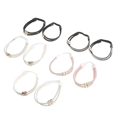 DIYEAH Correas Elásticas Desmontables para Tacones Altos con Gemas Brillantes, 5 Pares (, Negro, Brillo Dorado Claro) para Sandalias y Zapatos de Tacón, Antideslizantes y Ajustables