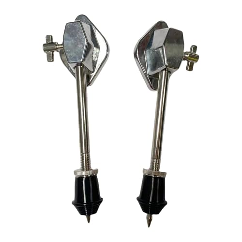 Colaxi 2x メタルドラムセットレッグ ドラムフロア タムレッグブラケット 滑り止め 交換用 ドラムフィッティング ドラムフィート パーカッションパーツ バスドラムレッグ, 短い