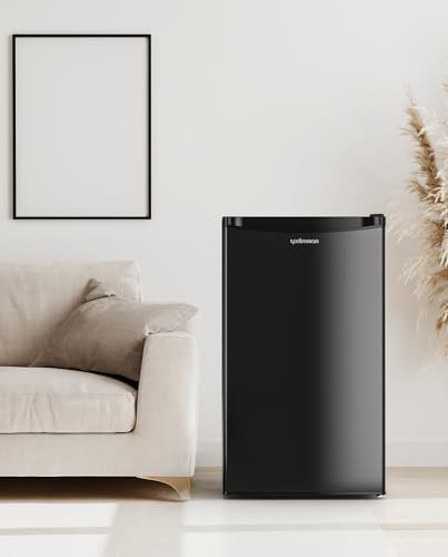 Upstreman 3.2 Cu.Ft Mini Fridge with Freezer, Single Door Mini Fridge, Dorm Fridge, Adjustable Thermostat, Mini Refrigerator for Bedroom, Office, Dorm, Black-BR321 - Image 3