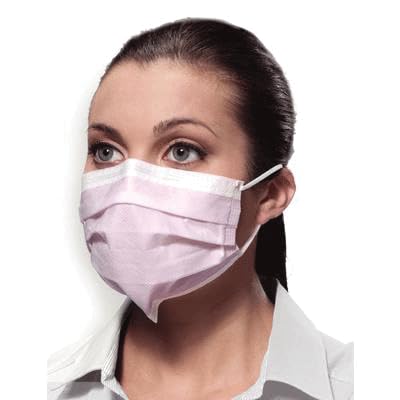 Crosstex GCIPKSF SecureFit Isofluid Earloop Face Masks Pink ASTM Level 1 50/Bx