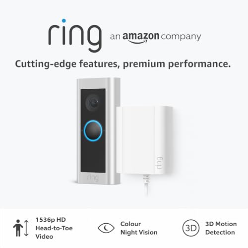 Ring Wired Video Doorbell Pro (Video Doorbell Pro 2) + Plug-In Ad...