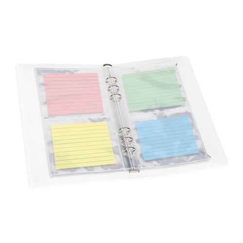 Klmnop 3×5 Index Card Binder Organizer, Clear Holder with 90 Page Hold 180 Cards for Note Cards, Flash Cards and Recipe Cards(Clear)
