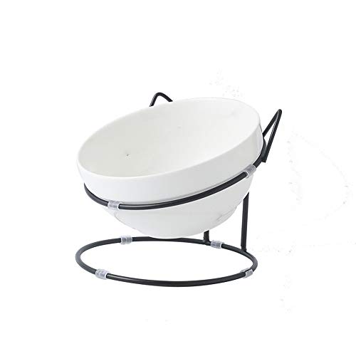 JUILE YUAN Cat Bowls - Elevated Cat Food Water Bowls,Raised Cat Bowls with Stand,Ceramic Pet Dishes for Cats and Small Dogs,15.2 Ounces,Dishwasher Safe, Protect Dog and cat Spine (Black)
