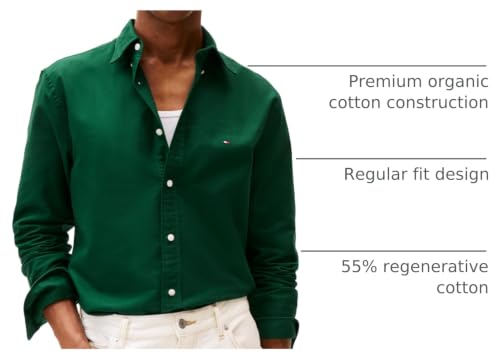 Image of Tommy Hilfiger Men's Long Sleeve Oxford Shirts in Regular Fit, Men's Button Down Shirts, Also Available in Big and Tall
