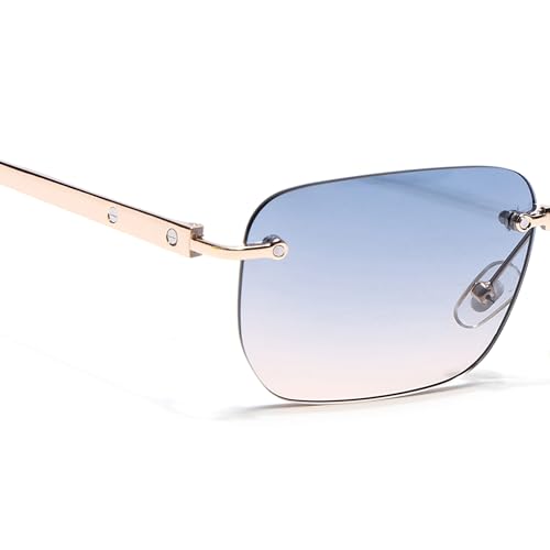 Image of Voyage Rimless Polarized Sunglasses for Men & Women (Black Lens | Black Frame - MG7601)