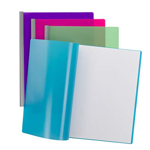 Smead Poly Report Cover With Sliding Bar, 25 Sheet Capacity, Letter Size, Assorted Colors, 4 Per Pack (86047) #TOP4