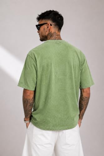 Image of London Hills Men's Oversized t Shirt for Men Graphic T-Shirt | Acid Wash Printed Men T-Shirts | Tshirt for man Round Neck Half Sleeve Pure Cotton Casual Mens tees | Off Shoulder Tshirt Shirts man