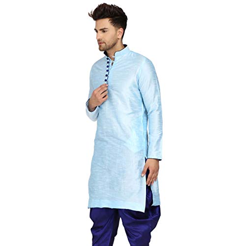 Image of Men's Ethnic Silk Loop Button Kurta