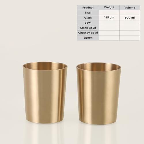Image of THE HEALING STORE Pure Bronze Kansa Bangla Glass Handmade, Serveware & Drinkware Glass Ideal for Dining 250 ML 2 pc