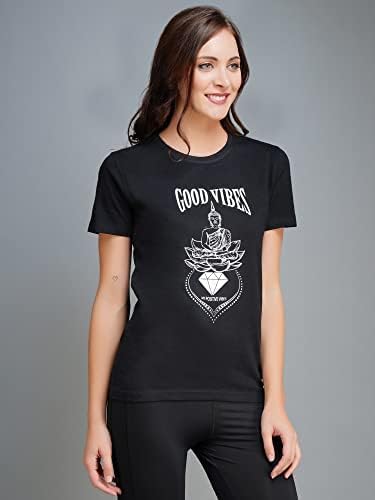 Image of Women's Cotton Regular Fit Yoga Gym /Sports Activewear T-Shirt -(MLMY3)