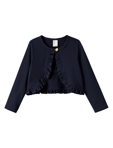 Image of PATPAT Girls Cardigan Bolero Size 4-12 Years Kids Knit Long Sleeve Ruffle Open Front Button Cover Up Cropped Tops for Girls