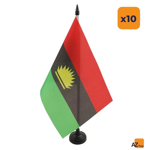 Drapeau de table Biafra haute qualité en polyester avec socle stable