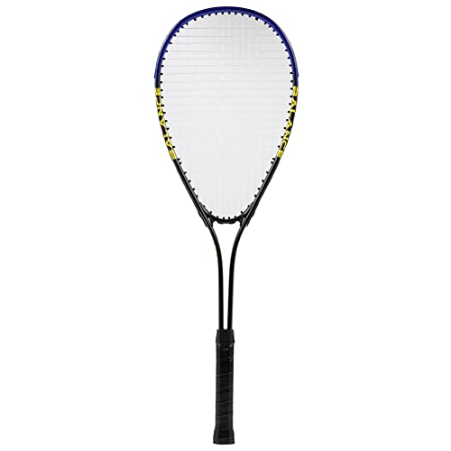 Foto von JELEX Power One Squashschläger aus leichtem Aluminium, robust und bruchsicher, mit ergonomischem Griff. Bespannung-Bild: 14 × 19, Gewicht: 220 g. Für Damen und Herren in Dunkelrot und Navy (Navy)