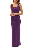 YMING Women’s Cotton Maxi Long Dress Evening Party Dress Sleeveless Tank Dress Slim Fit Purple L