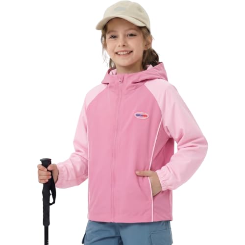 Image of WELAKEN Lightweight Jacket for Girls Kid Teen Waterproof Windbreaker Hooded Rain Coats with Pockets