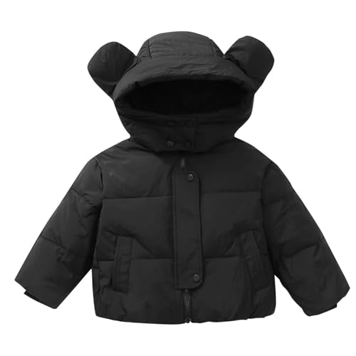 Hooded Puffer Jacket for Kids Bear Ears Full Zip Hooded Warmth Quilted Jacket Soft Comfortable Outerwear with Pockets2
