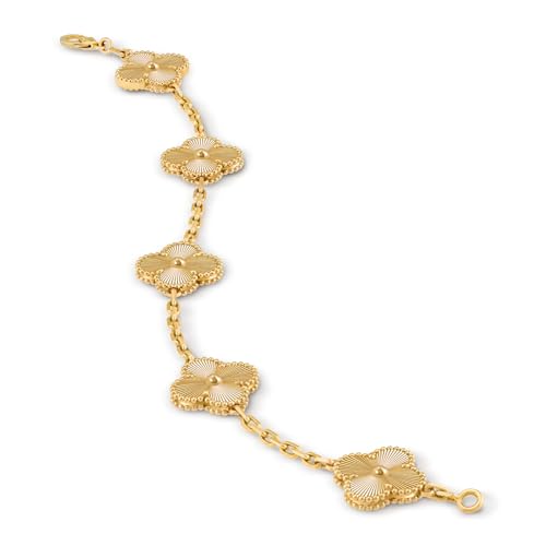 Image of Stylish Gold-Plated White Clover Bracelet & Earrings Set for Women | Premium Anti-Tarnish, Hypoallergenic Jewellery | Gift Combo