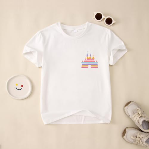 Image of CM C&M WODRO Magic Kingdom Shirt for Kid Castle Graphic T-Shirt Girls Holiday Fairy Tale Tee Summer Casual Short Sleeve Tops