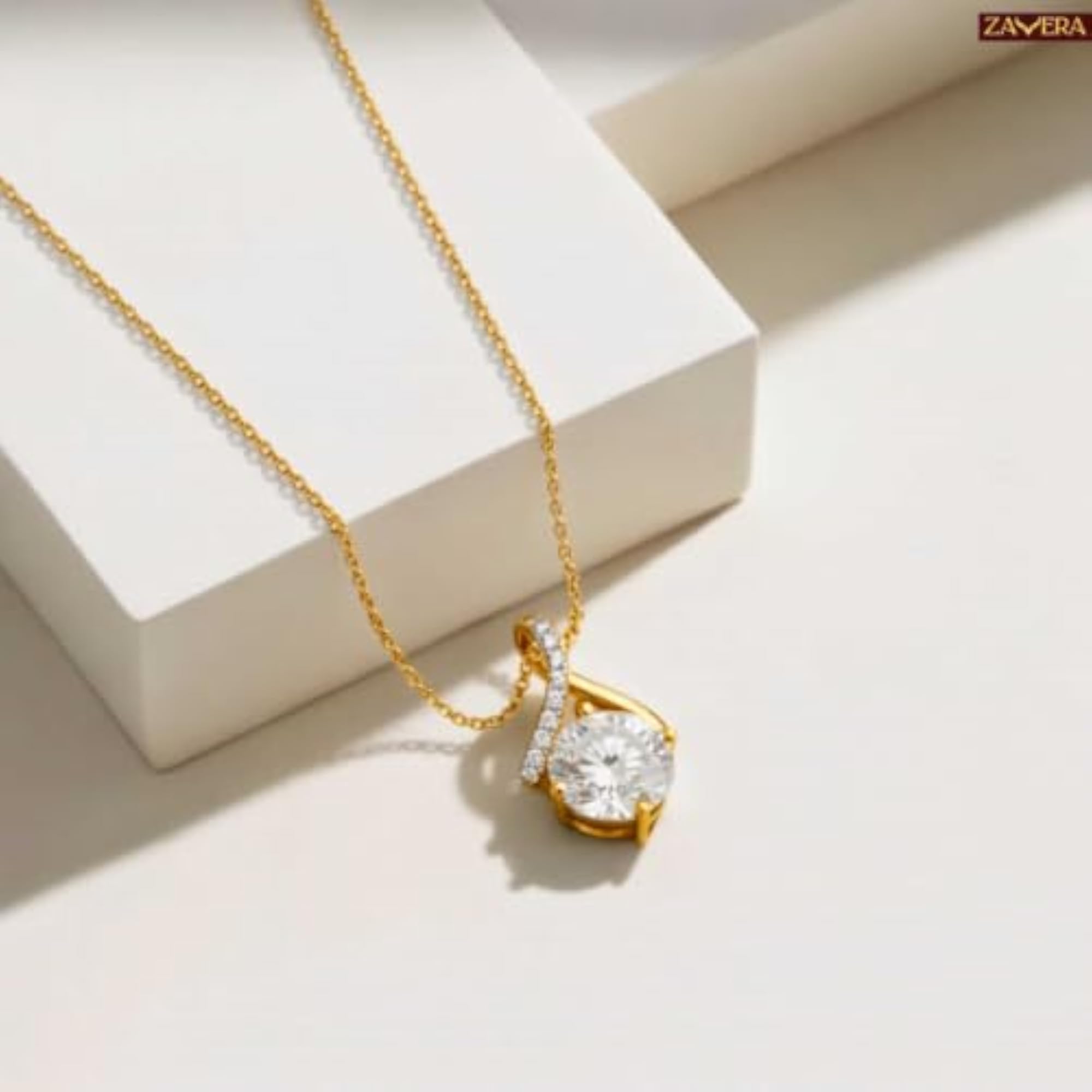 Women's Gold Plated Solitaire Stone Adjustable Pendant