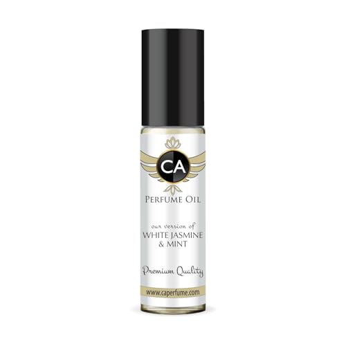 CA Perfume Impression of White Jasmine &amp; Mint Unisex Fragrance Oil Floral Green Scent Long Lasting Perfumes for Women &amp; Men Travel Size TSA Ready Mini Parfum Body Oil Roll-on 0.33 Fl Oz 10ml