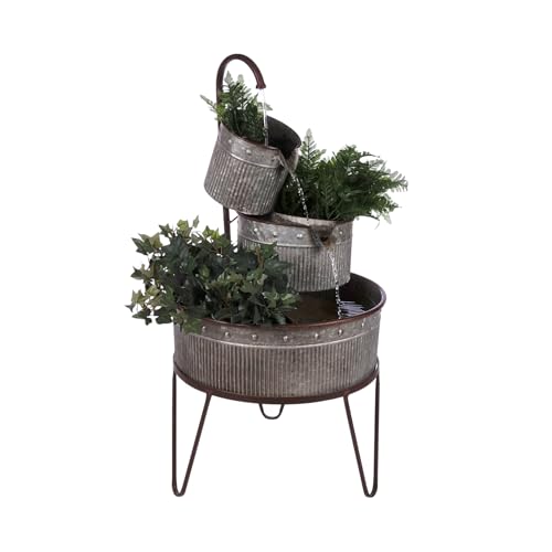 Alpine Corporation YHL684 33" Outdoor Floor 3-Tier Vintage Tubs and