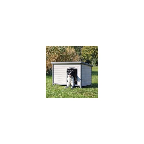 TRIXIE wetterfestes und aufklappbares Hundehaus 'natura Hundehütte Classic Flachdach, L: 116 × 82 × 79 cm, grau' - 39563