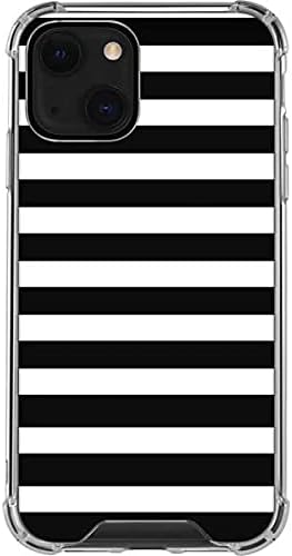 Skinit Clear Phone Case Compatible with iPhone 13 - White and Black Stripes Design