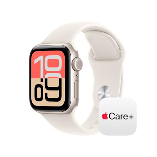 Image of Apple Watch SE 3 [GPS + Cellular 40mm] Smartwatch with Starlight Aluminium Case with Starlight Sport Band - S /M. Fitness and Sleep Trackers, Heart Rate Monitor with AppleCare+ (2 Years)