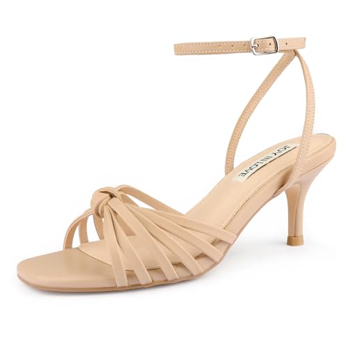 Image of JOY IN LOVE Women's Kitten Low Strappy Heels Ankle Strap Heeled Sandals