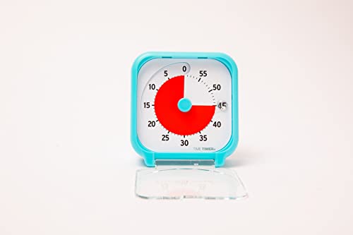 TIME TIMER Pocket Turquoise Blue 8x8 cm Visual Timer, 60 Minute Countdown Timer for Kids Classrooms, Meetings, Kitchen