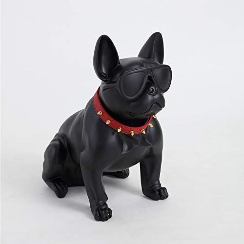 Eurotondisplay Hundfigur Dekofigur Hund Dekorationsfigur Dog Dekoobjekt Deko Skulptur Tierfigur Bulldogge Hundeliebhaber Dekoartikel 38x35x22cm (Dog-Black) Cover