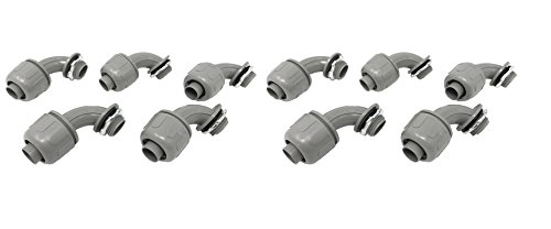 Sealproof 1/2-Inch 10 Pack Non-metallic Liquid-Tight 90-Degree Conduit Connector Fitting, 1/2