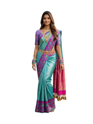 Image of VFCollections - POchampally Kalamkari Pattu Cotton SIlk Saree with Blouse Piece For Women