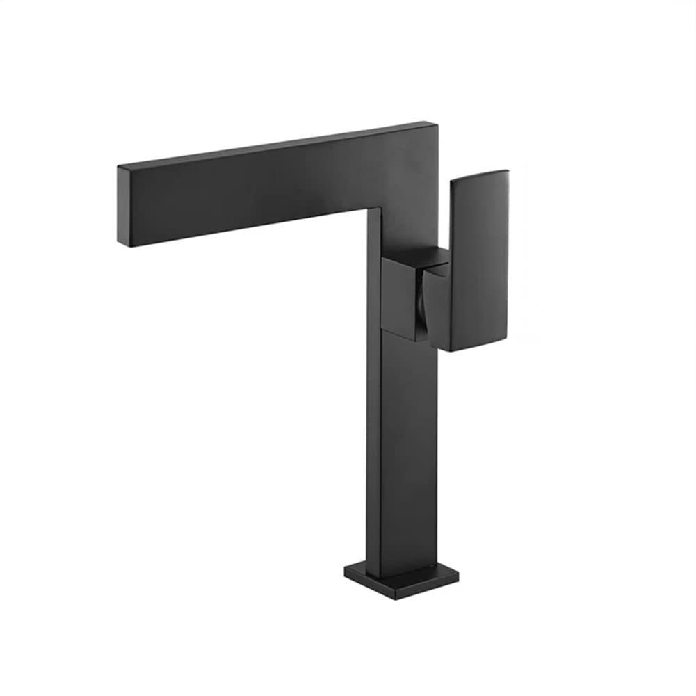 Wasserfall Wasserhahn Bad Waschtischarmaturen, Moderner Stil Messing Einhandmischer Waschtischarmatur Hoch, Schwarz