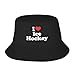 I Love ice Hockey Heart Bucket Hat for Men Women Teens Fashion Sun Hat Packable Outdoor Fisherman Hat Black