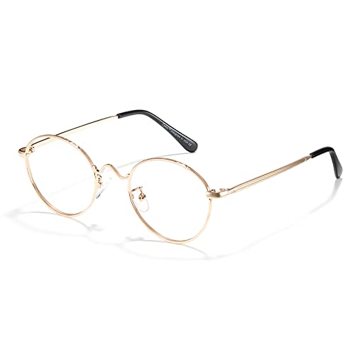 Image of Cyxus Blue Light Blocking Glasses Round Metal Frame Computer Glasses | Blue light blocking glasses featuring round metal frame, comfortable fit and versatile use for work, study and entertainment