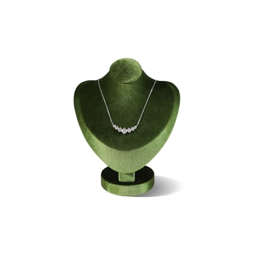 Dansmiy Resilient Velvet Necklace Display Bust Mannequin, Pendant Necklace Chest Stand for Retail Photography Livestream, Jewelry Shop Countertop Storage Organizer Holder (Olive Green, Necklace Bust)