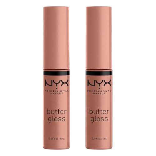 NYX Professional Makeup Butter Gloss, Non-Sticky Lip Gloss, Madeleine & Madeleine, Duo Pack
