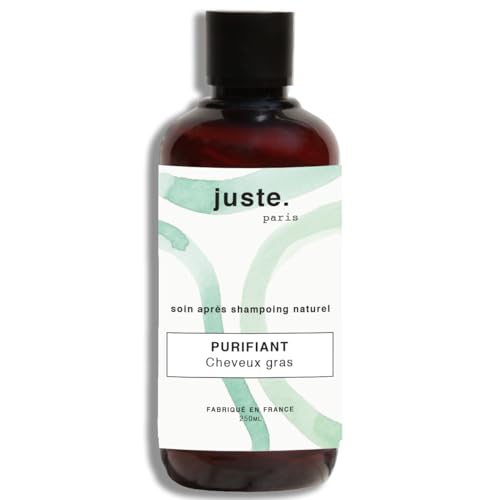 Juste Apres shampoing cheveux gras naturel 250 ml – Purifiant et Antipelliculaire - Régule l’excès de sébum - Hydratation sans graisser- Ingrédients doux et efficaces - Fabriqué en France