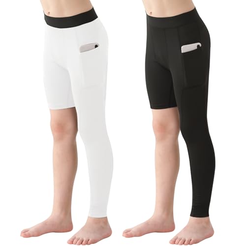Collants de compression 3/4 garçons legging sport basket running athlétisme pack de 2