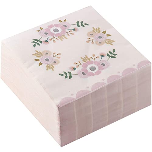 150-Pack Luncheon Napkins, Disposable Paper Napkins Floral Party Supplies For Bridal Showers, Birthdays, 2-Ply, Unfolded 13 X 13 Inches, Folded 6.5 X 6.5 Inches #TOP4