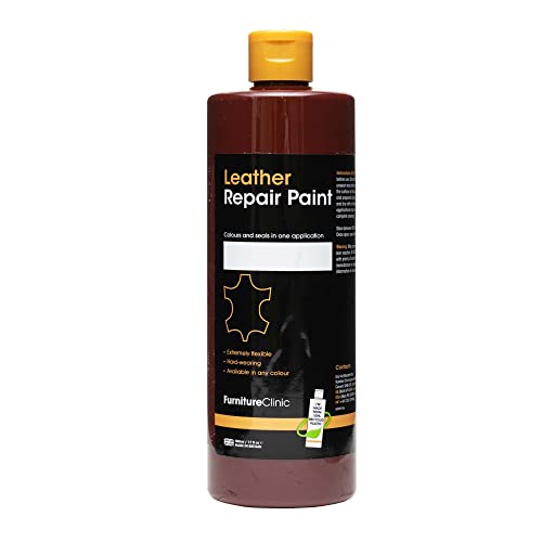 Image of Furniture Clinic Leather Repair Paint | 2-in-1 Seal and Color | Use on Scratches, Tears, and Holes in Car Seats, Furniture | Quick and Easy Leather Repair Kit for Furniture (Bordeaux, 500ml / 17oz)