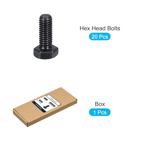 Image of METALLIXITY Hex Bolts (M8-1.25x20mm) 20Pcs, 8.8 Grade Carbon Steel Fully Threaded Black Oxide, Coarse Thread UNC Hex Head Screw Bolt - for Furniture Repair