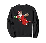 babbo natale che gioca a calcio | touchdown throwing christmas tee felpa