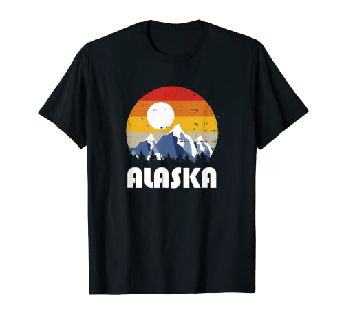 Alaska Souvenir Senderismo Montañas Puesta de sol Vintage Camiseta