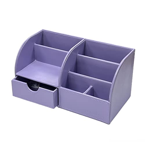 Unionbasic Desk Organizer - Multifunctional Leather Desktop Pen Holder Storage Box - Business Card/Pen/Pencil/Mobile Phone/Stationery Holder, Purple New #TOP5