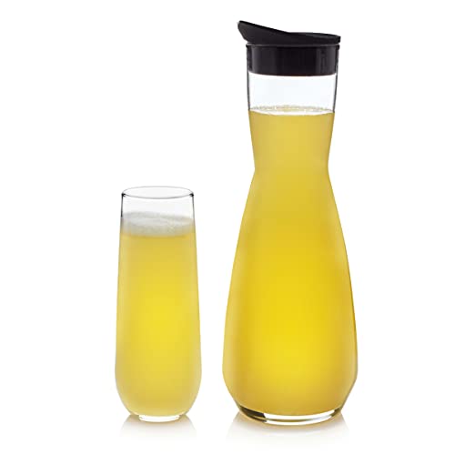 Libbey Modern Bar Mimosa Entertaining Set with 4 Stemless Champagne Flute Glasses and Carafe