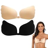 Sujetador Invisible Adhesivo Push-Up, 2 Piezas, Sujetadors Sin Espalda Reutilizable, Sticky Bra, Mujeres Sujetador Silicone Invisible Sujetador Push Up, para vestido de noche, Vestido y Boda